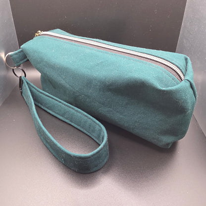 Dark Green Pencil Pouch w/Matching Wristlet