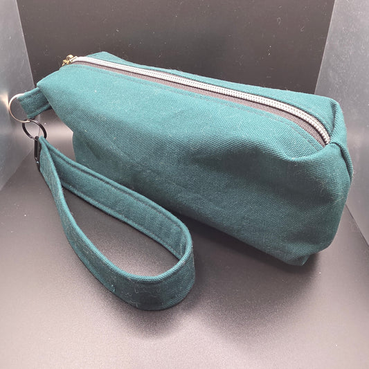 Dark Green Pencil Pouch w/Matching Wristlet
