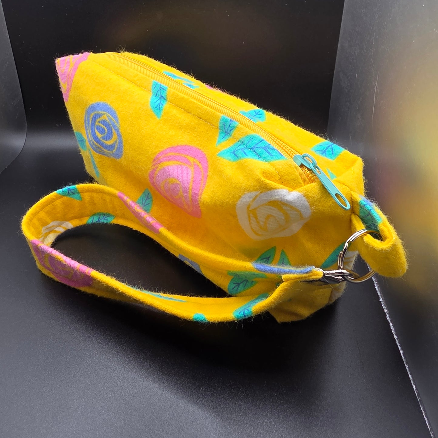 Yellow Rose Pencil Pouch w/Matching Wristlet