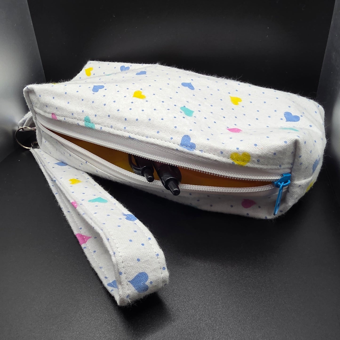 Pastel Hearts Pencil Pouch w/Matching Wristlet