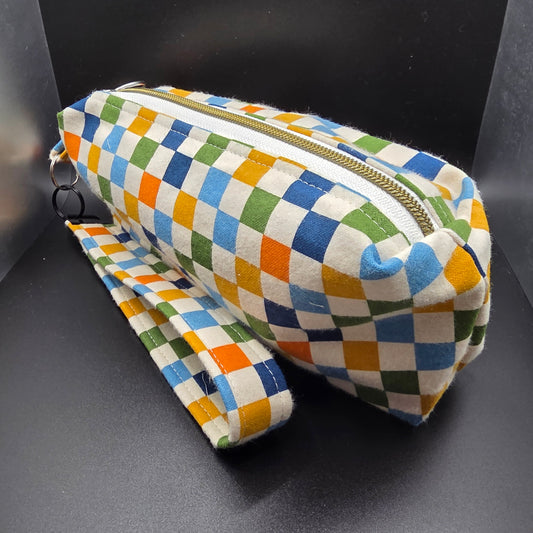 Checker in Style Pencil Pouch w/Matching Wristlet