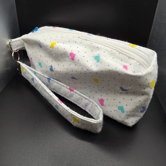 Pastel Hearts Pencil Pouch w/Matching Wristlet