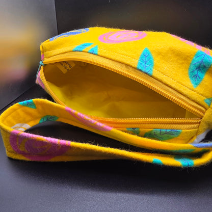 Yellow Rose Pencil Pouch w/Matching Wristlet