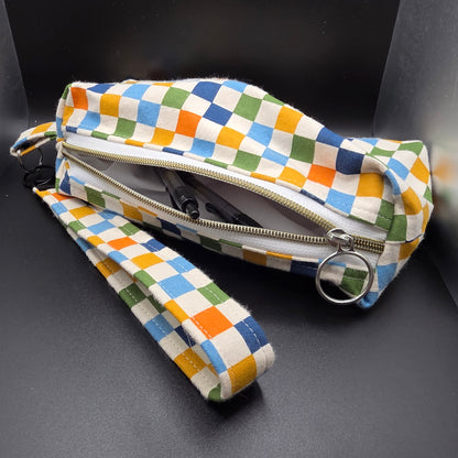 Checker in Style Pencil Pouch w/Matching Wristlet